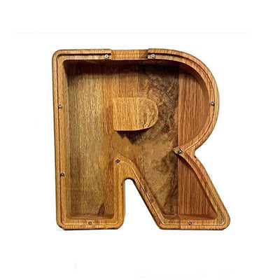 Wooden Letter Piggy Bank Creative Nordic Style Piggy Bank - Brown R - Gift - Carvan Mart