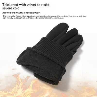 Men's Outdoor Windproof Cycling Warm Velvet Padded Thickened Gloves - - Men's Gloves - Carvan Mart