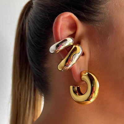 Bold Round Hollow C- Shaped Earrings - Carvan Mart