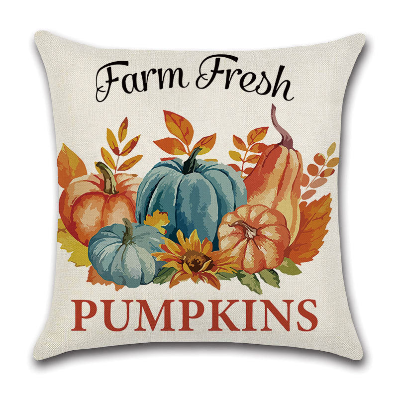 Pillowcase Linen Pumpkin Cartoon Car Thanksgiving Wreath - 4 Style 45x45cm - Cushion Covers - Carvan Mart