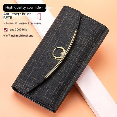 Women's Real Leather Long Large Capacity Wallet Clutch Bag - Carvan Mart