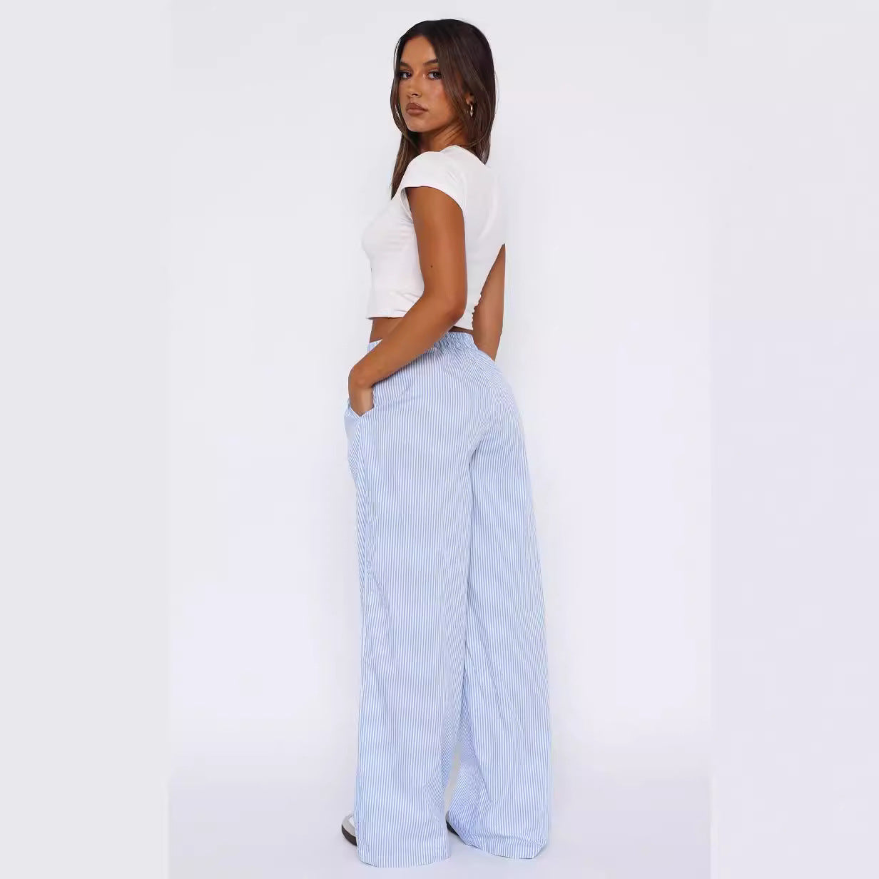 Trendy Pants For Women 2024 Striped Wide Leg Summer Lounge Pants - - Pants & Capris - Carvan Mart