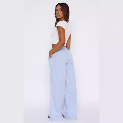 Trendy Pants For Women 2024 Striped Wide Leg Summer Lounge Pants - Carvan Mart