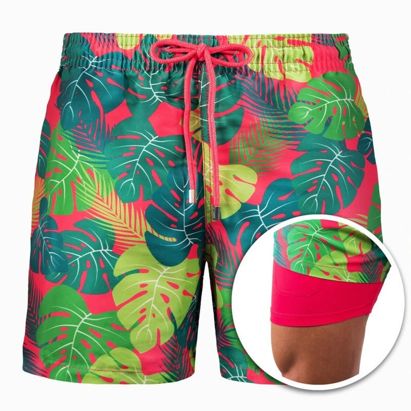 Men's Beach Shorts Printed Sports Double Layer Summer Shorts - Carvan Mart