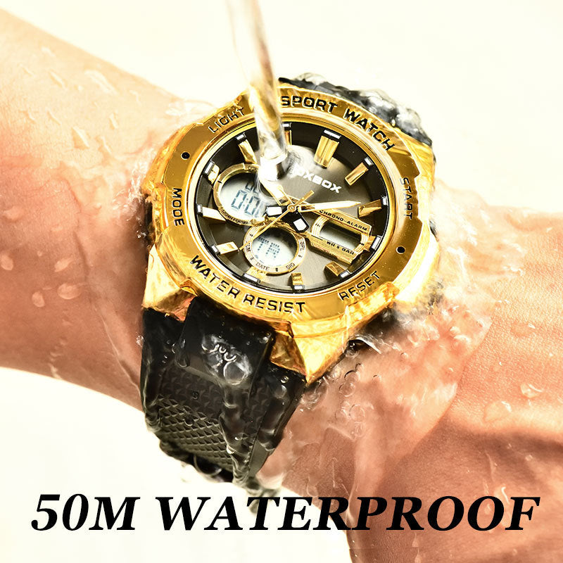 Double Display Multi-function Sports Men's Waterproof Luminous Quartz Watch - - Men's Watches - Carvan Mart