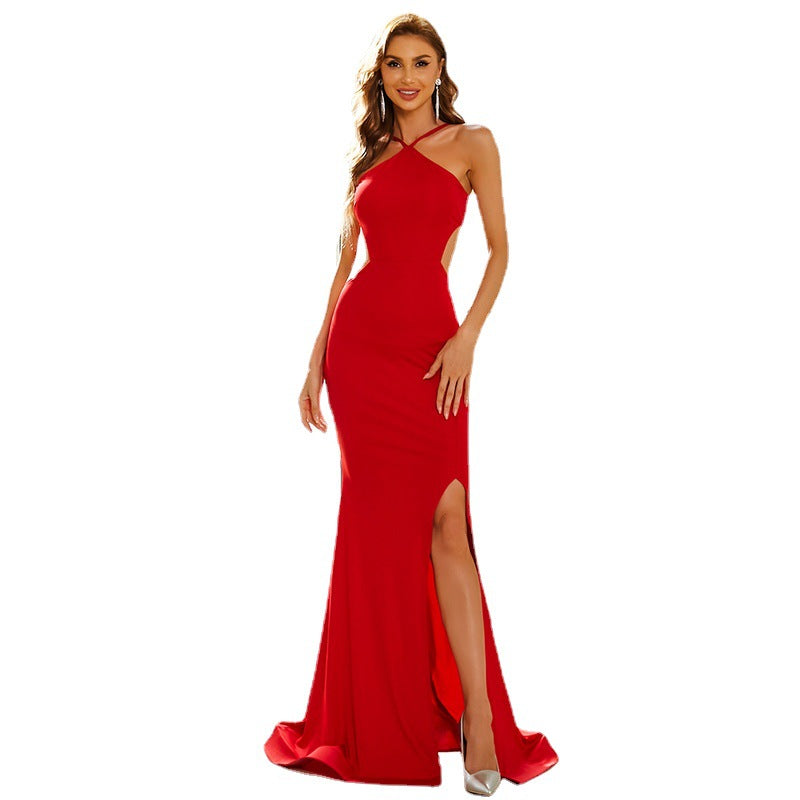 Stunning Red One-Shoulder Evening Gown with High Slit for Formal Events - Carvan Mart