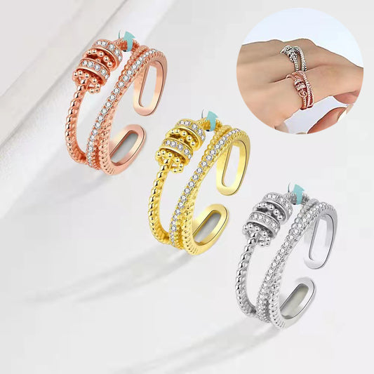 Turnable Anxiety Rings With Bead Relieve Stress Rings For Women Men Jewelry - Carvan Mart Ltd