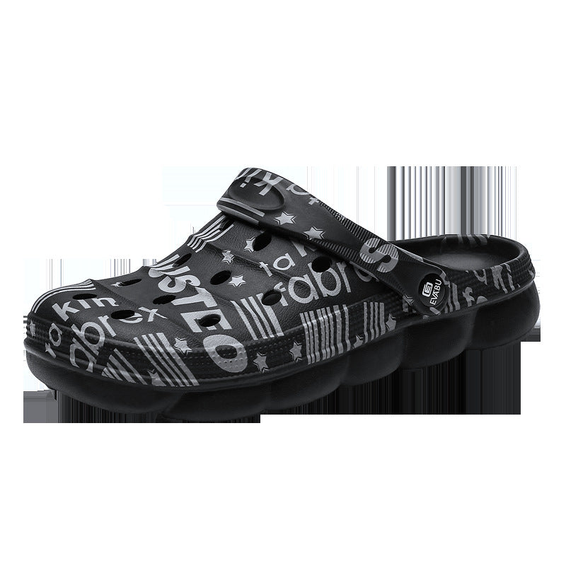 Carvan Comfortable Lightweight Graphic Clogs - Breathable Dual-Purpose Beach Sandals - Black - Men's Sandals - Carvan Mart