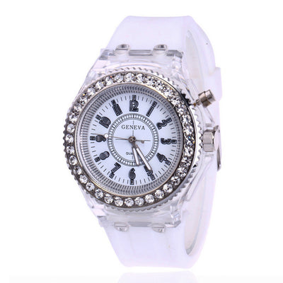 LED Luminous Watches Geneva Women Quartz Watch Women Ladies Silicone Bracelet Watches - Carvan Mart