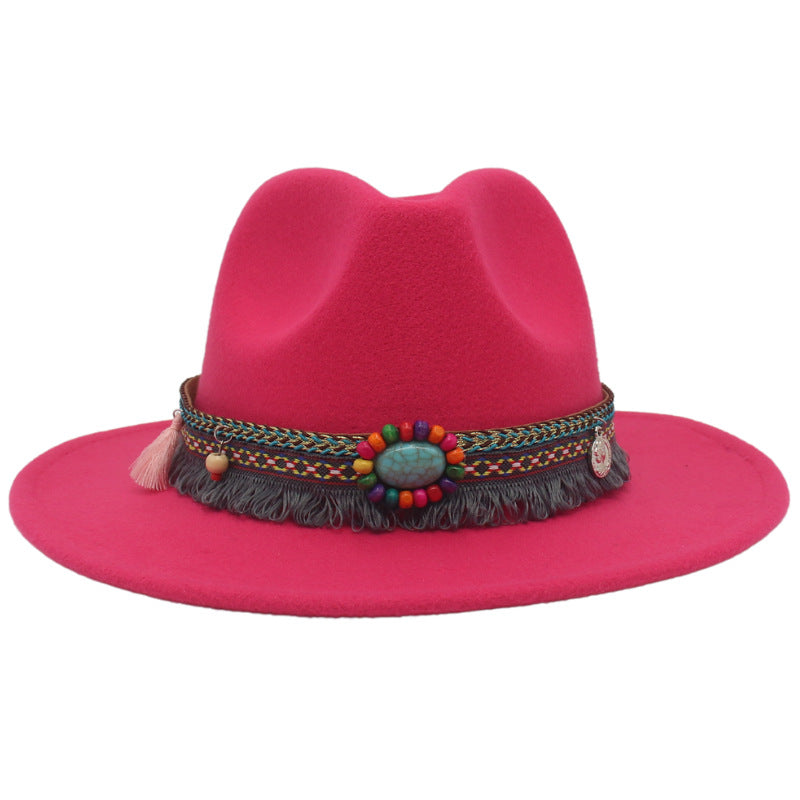 Ethnic Style Western Cowboy Hat Gem Accessories Tibetan Top Hat - Carvan Mart