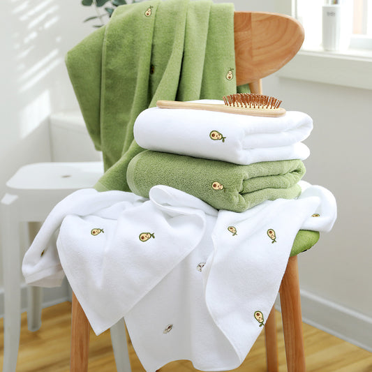 Full Embroidery Avocado Cotton Bath Towel - Carvan Mart Ltd
