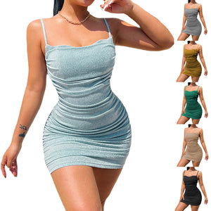 Women's Sleeveless Evening Party Bodycon Spaghetti Strap Dress - - Evening Dresses - Carvan Mart