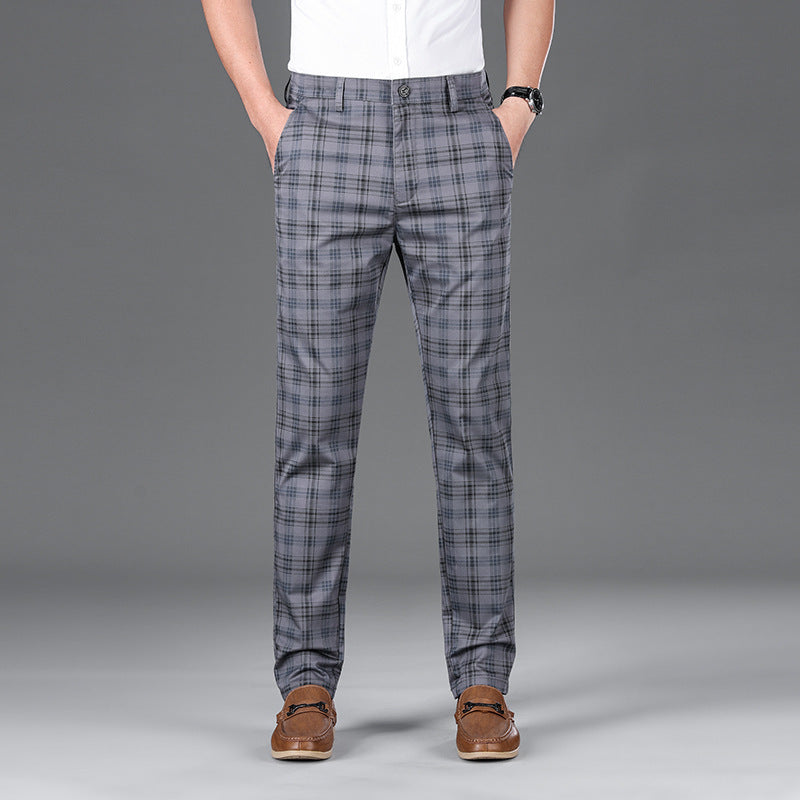 Trendy Plaid Straight Leg Elastic Casual Pants for Men and Women - Carvan Mart