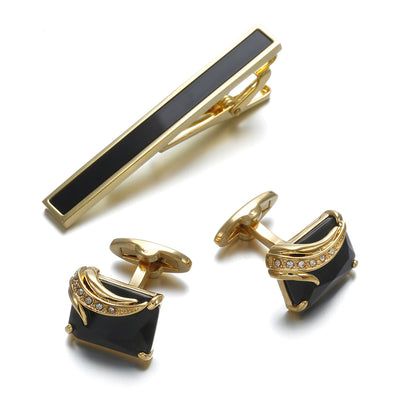 Fashion Gentleman Tie Clip High Quality Cufflinks Gold - Carvan Mart