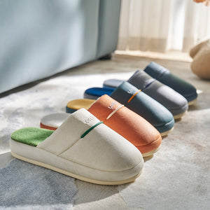 Winter Household Non-slip Plus Velvet Faux Leather Cotton Slippers - Carvan Mart