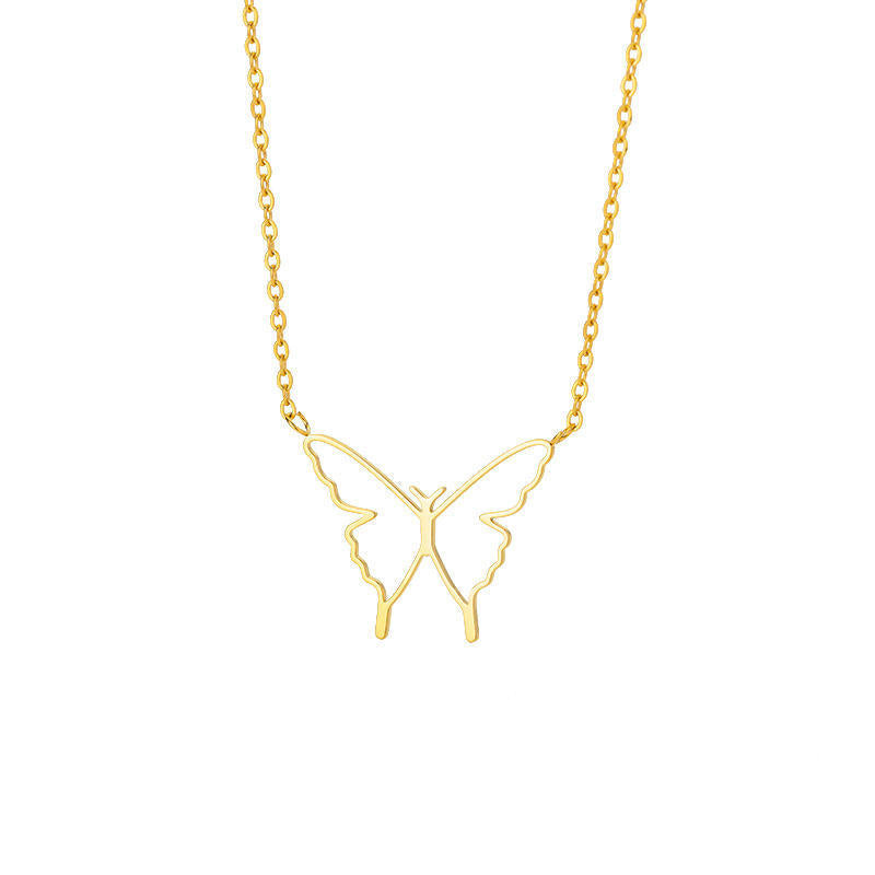 Women's Fashionable Elegant Hollow Butterfly Wings Pendant Necklace - Gold - Necklaces - Carvan Mart