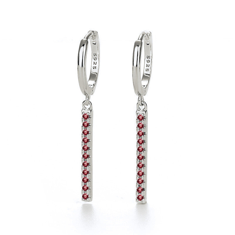 Sterling Silver Needle Tassel Fashion Earrings - Red Silver - Earrings - Carvan Mart