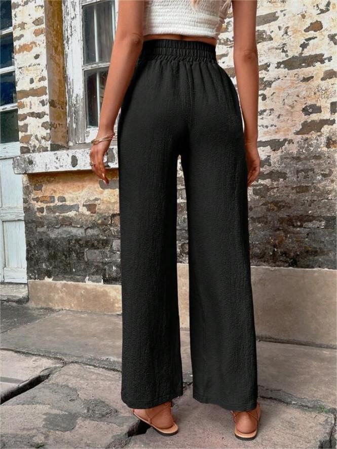 Women's High-Waisted Wide Leg Pants - Casual Loose Fit Drawstring Trousers - Carvan Mart