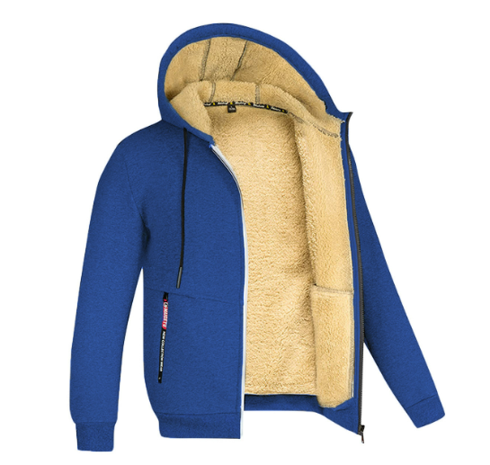 Men's Hooded Fleece Plus Thick Lamb Fleece Hoodie Cardigan Jumper Jacket - Carvan Mart