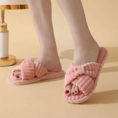 Corduroy Non-slip Cross Slippers - Carvan Mart