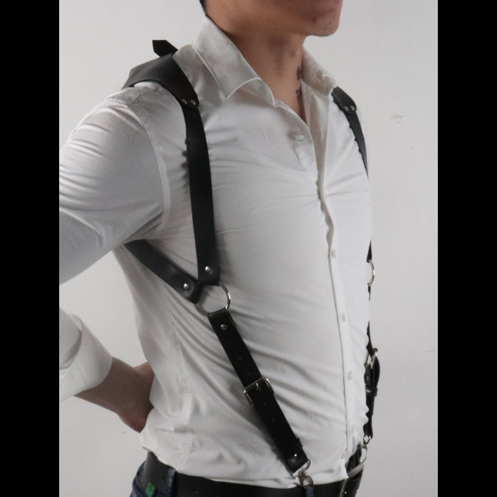 Men's Leather Bondage Suspenders Personalized Bondage - Black - Men's Belts - Carvan Mart