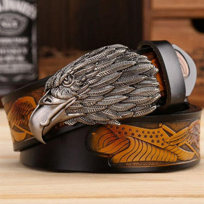 Fashion Cowhide Leisure Eagle Head Belt - Carvan Mart