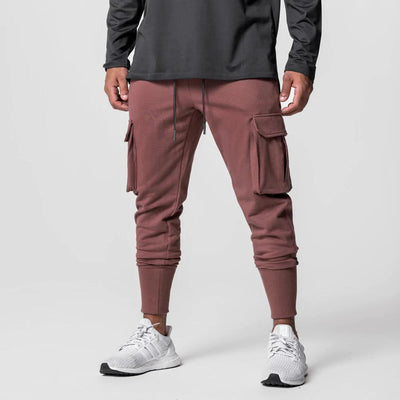 Slim Fit Multi-pocket Cargo Pants - Trendy Wear-resistant Casual Trousers - Rust Red - Men's Pants - Carvan Mart