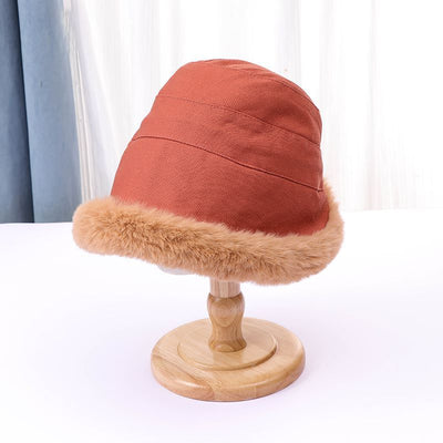 Thick Plush Cold Protection Ear Protection And Warm Basin Hat - Brick red M - Women's Hats & Caps - Carvan Mart