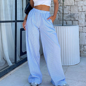 Trendy Pants For Women 2024 Striped Wide Leg Summer Lounge Pants - Carvan Mart