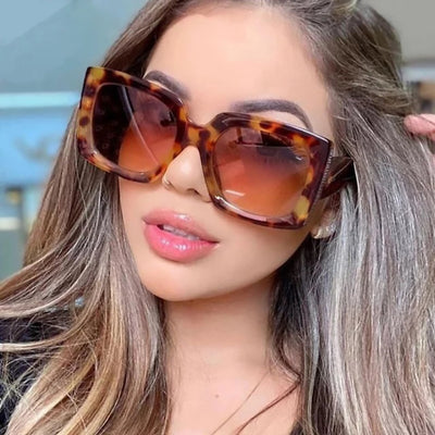 Trendy Large Frame Sunglasses Women Square Bright Black Sunglasses - Carvan Mart