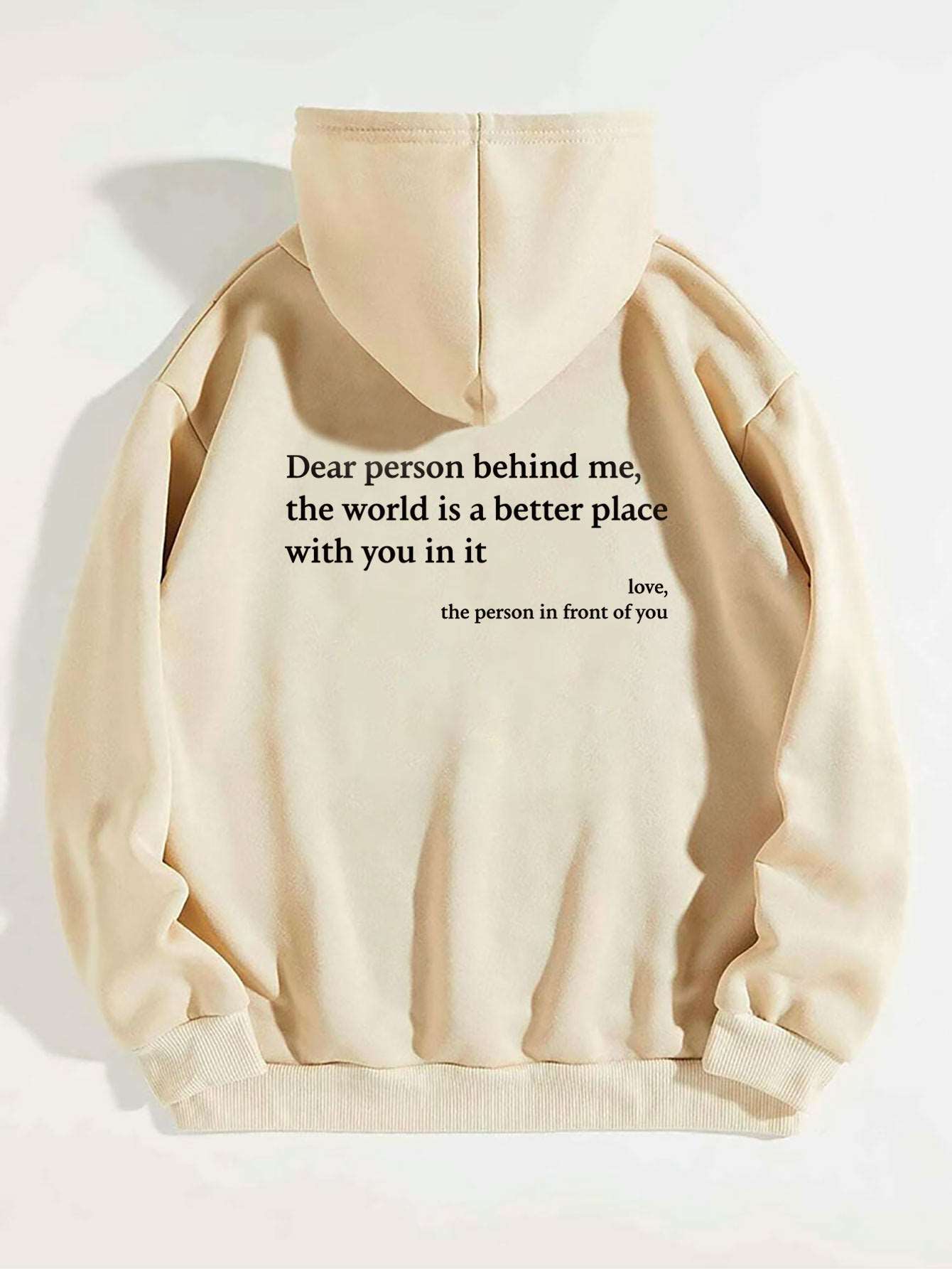 Women's Plush Letter Printed Hoodie - Kangaroo Pocket Drawstring Pullover - Apricot - Women's Hoodies & Sweatshirts - Carvan Mart