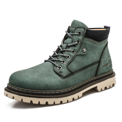 Casual High Top Leather Tooling Shoes Men - Green - Men's Boots - Carvan Mart