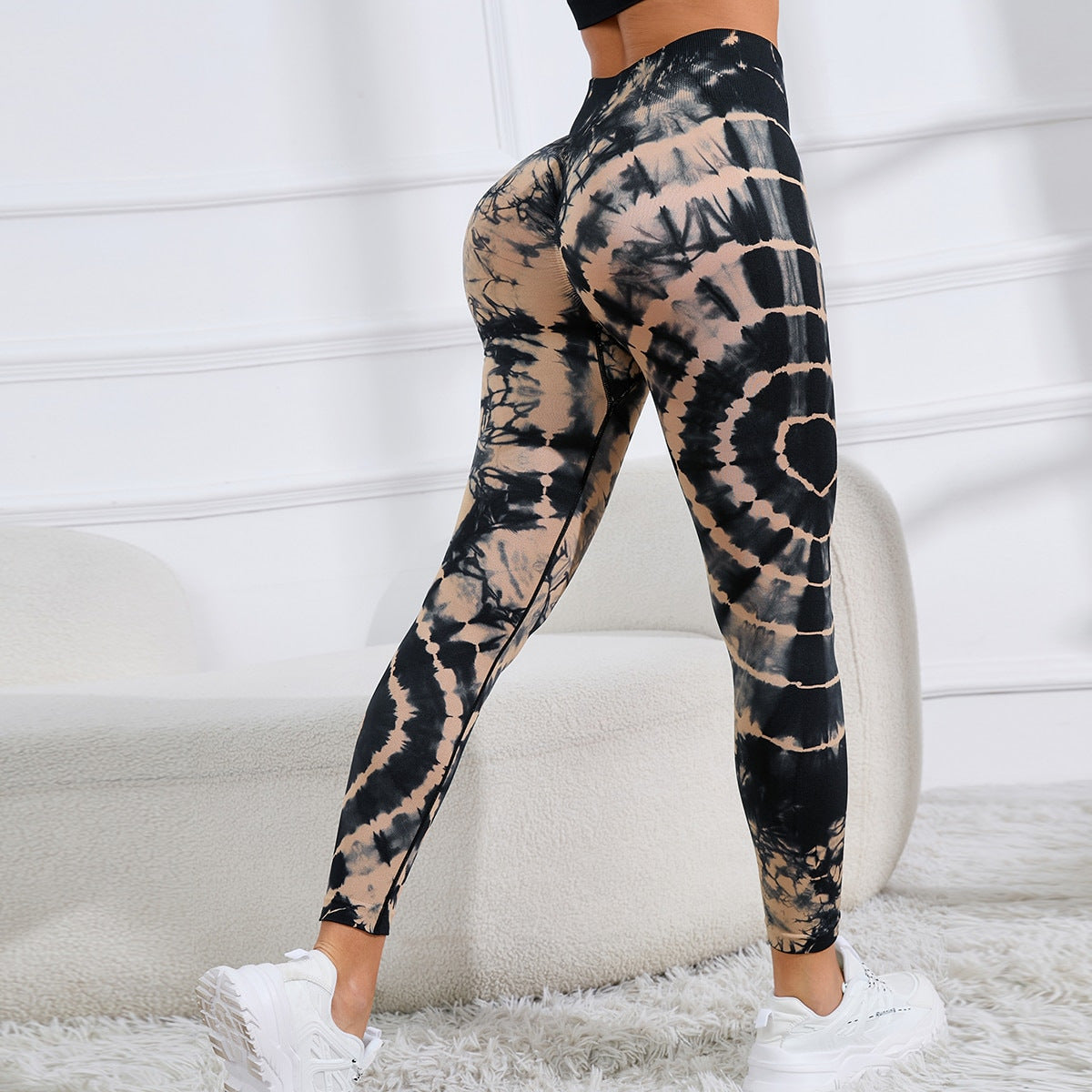 Yoga Pants Women Tie Dye Printed Seamless High Waist Hip Lifting Fitness Running Sports Legging - Carvan Mart