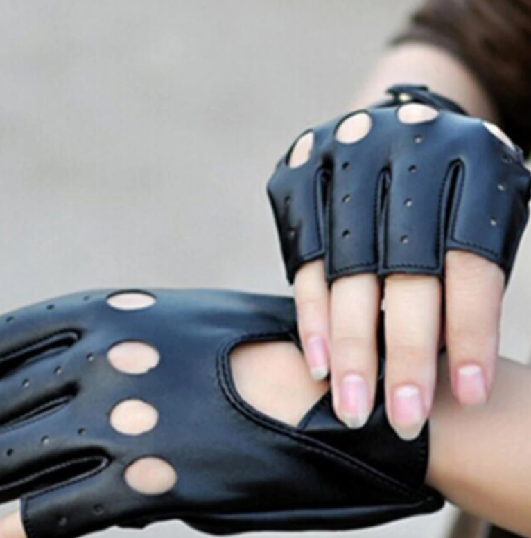 Hollow Fashion Motorcycle Half-finger Gloves - Black - Women Gloves & Mittens - Carvan Mart