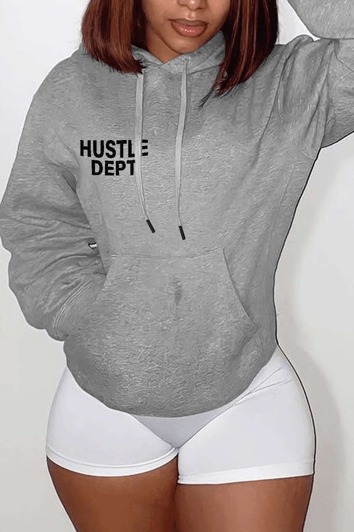 Women's Hustle Dept. Grey Hoodie - Casual Comfort Fit Chenille Sweatshirt - - Women's Hoodies & Sweatshirts - Carvan Mart