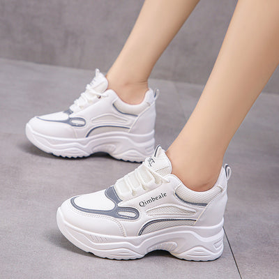 Height Increasing Insole Dad Shoes Mesh Casual Sneakers Platform Running Tourism White Shoes - Carvan Mart