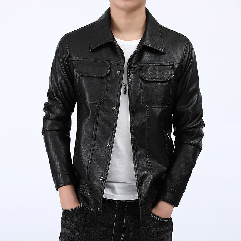 Men's Spring And Autumn Workwear Leather Jacket - Carvan Mart