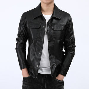 Men's Spring And Autumn Workwear Leather Jacket - - Genuine Leather - Carvan Mart