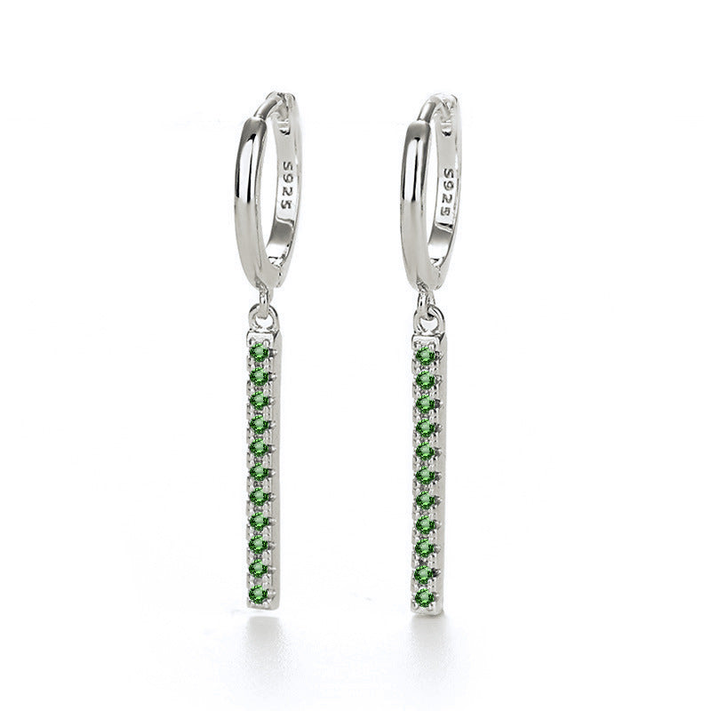 Sterling Silver Needle Tassel Fashion Earrings - Green Silver - Earrings - Carvan Mart