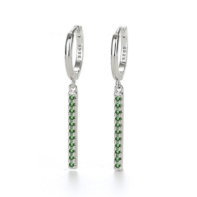 Sterling Silver Needle Tassel Fashion Earrings - Green Silver - Earrings - Carvan Mart