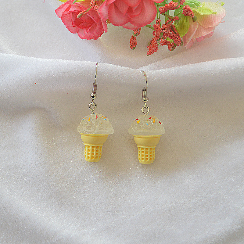 Popcorn Earrings Sweet And Cute Three-dimensional Ice Cream Cone Earrings - Carvan Mart