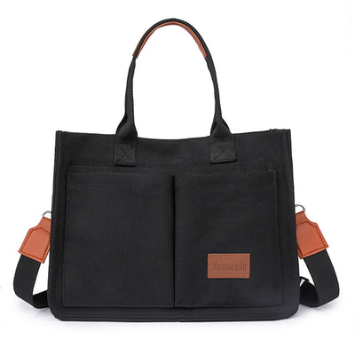 Stylish Canvas Tote Bag - Versatile and Chic - Black - Shoulder Bags - Carvan Mart