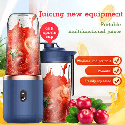 6blade Portable Blender Mini Juicer Cup Extractor Smoothie USB Charging Fruit Squeezer Blender Food Mixer Ice Crusher Portable Juicer Machine - - Compact Blenders - Carvan Mart