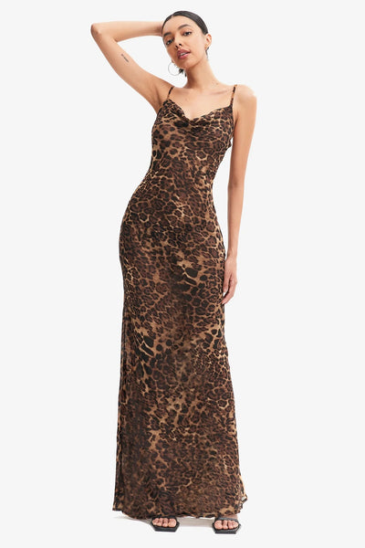 Slip Back Leopard Print Dress With Straps Women's Dress - Carvan Mart