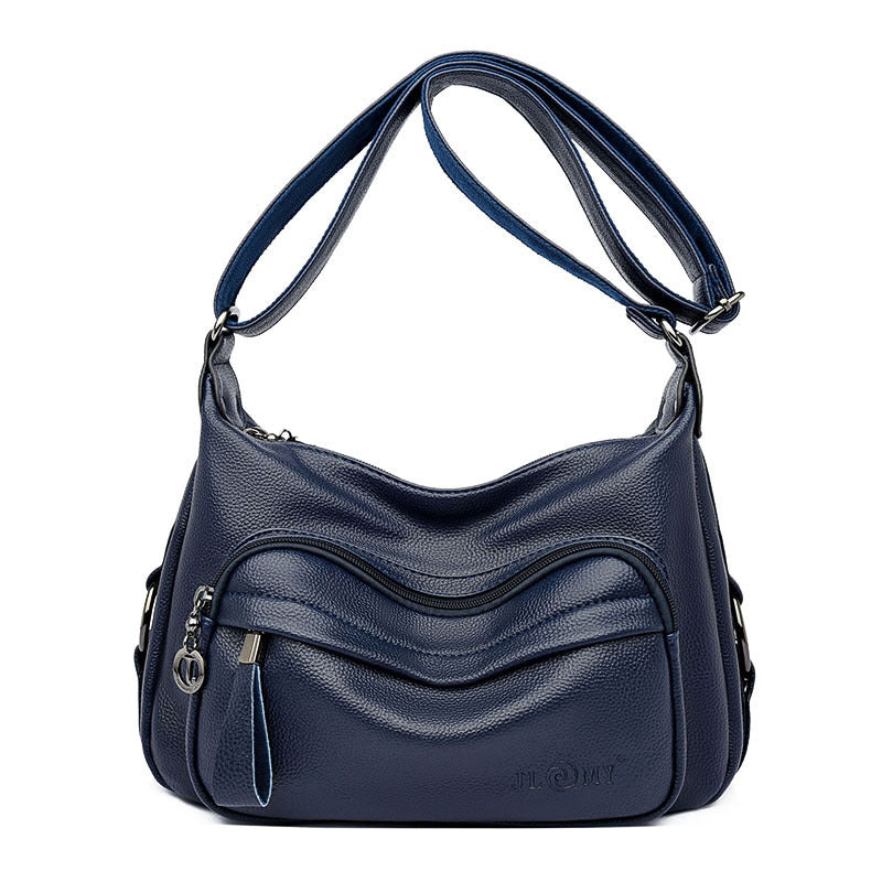 Stylish Navy Blue Leather Crossbody Bag - Trendy and Versatile Handbag for Women - - Shoulder Bags - Carvan Mart