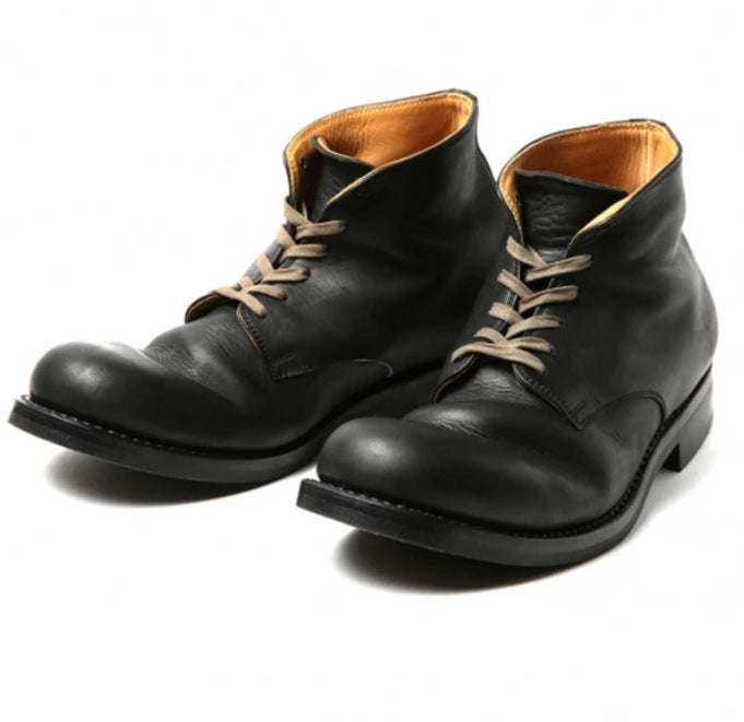 Low Cut Round Head Solid Color Boots - Black - Men's Boots - Carvan Mart