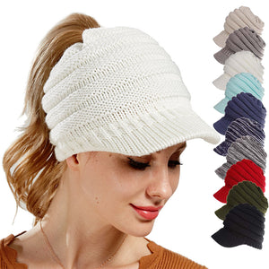 Women Ponytail Beanies Autumn Winter Hats Female Soft Knitting Caps Warm Ladies Skullies - - Women's Hats & Caps - Carvan Mart