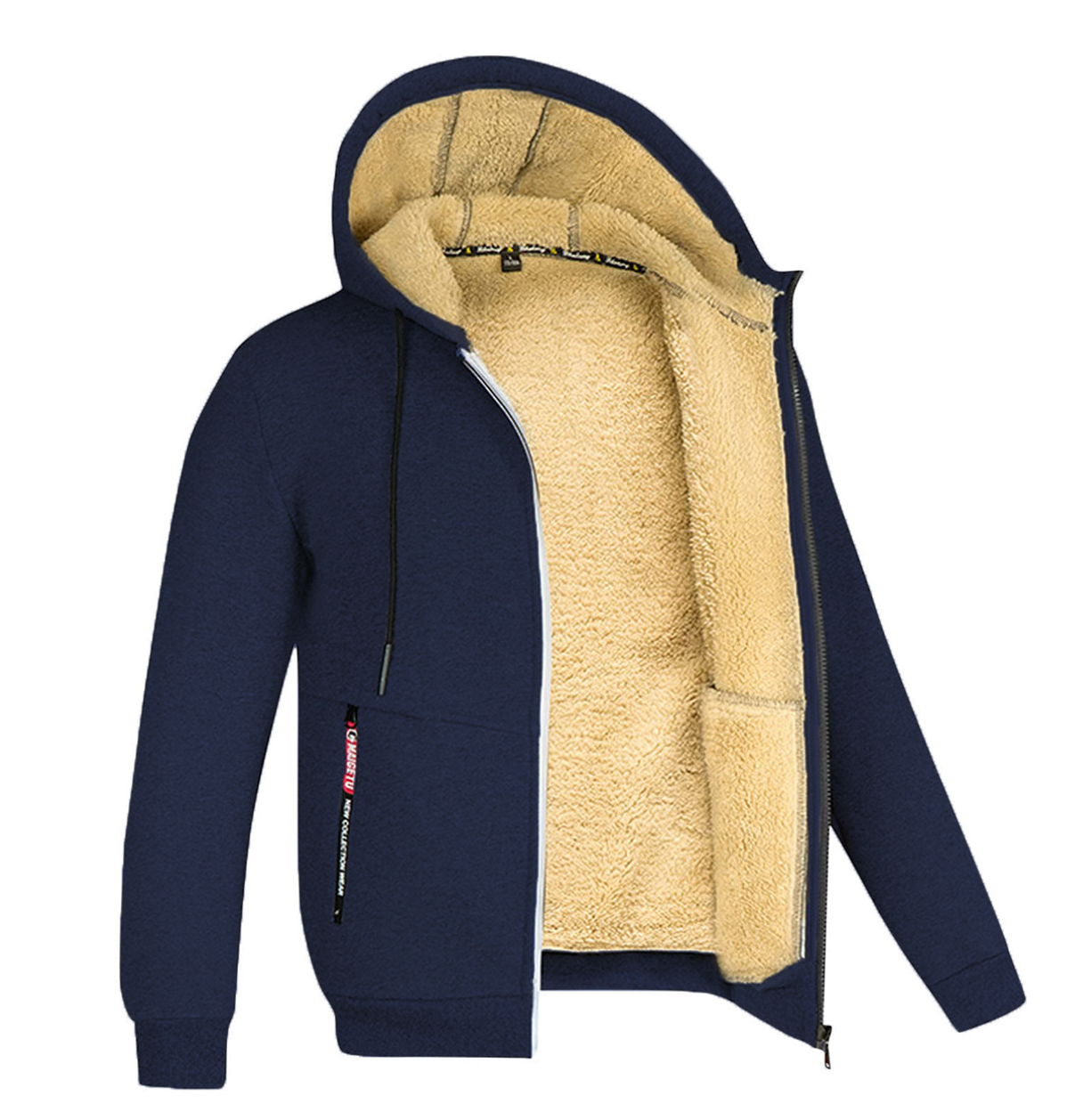 Men's Hooded Fleece Plus Thick Lamb Fleece Hoodie Cardigan Jumper Jacket