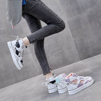 High Top White Shoes Women Flat Running Shoes Women - Carvan Mart