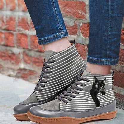 Round Toe Ankle Women's Boots Lace Up Casual Flat Autumn And Winter Fashion Shoes - Carvan Mart Ltd